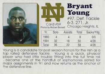 1992 Notre Dame Fighting Irish #59 Bryant Young Back