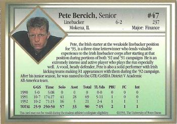 1993 Notre Dame Fighting Irish #NNO Pete Bercich Back