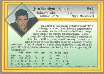 1993 Notre Dame Fighting Irish #NNO Jim Flanigan Back