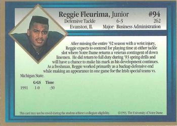 1993 Notre Dame Fighting Irish #NNO Reggie Fleurima Back