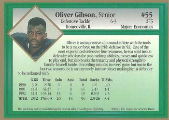 1993 Notre Dame Fighting Irish #NNO Oliver Gibson Back