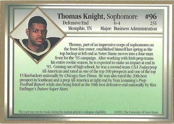 1993 Notre Dame Fighting Irish #NNO Thomas Knight Back
