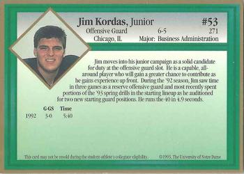 1993 Notre Dame Fighting Irish #NNO Jim Kordas Back