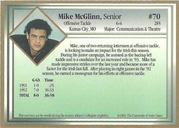 1993 Notre Dame Fighting Irish #NNO Mike McGlinn Back