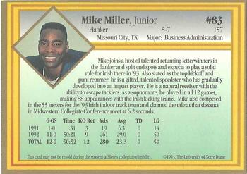 1993 Notre Dame Fighting Irish #NNO Mike Miller Back