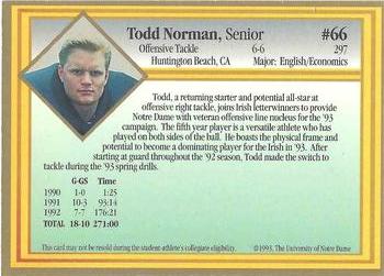 1993 Notre Dame Fighting Irish #NNO Todd Norman Back