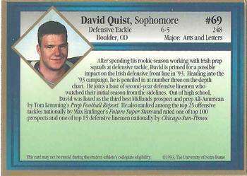 1993 Notre Dame Fighting Irish #NNO David Quist Back