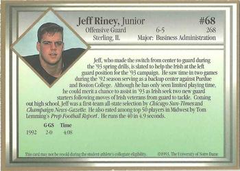 1993 Notre Dame Fighting Irish #NNO Jeff Riney Back