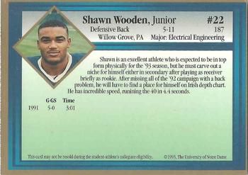 1993 Notre Dame Fighting Irish #NNO Shawn Wooden Back