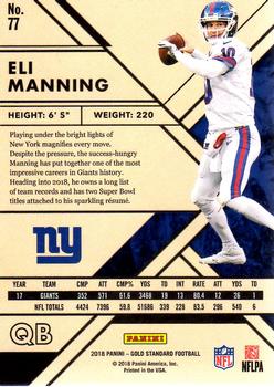 2018 Panini Gold Standard - Platinum #77 Eli Manning Back
