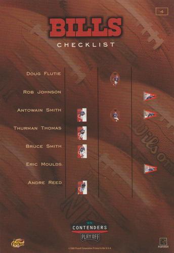 1998 Playoff Contenders - Checklists 3x5 #4 Antowain Smith Back