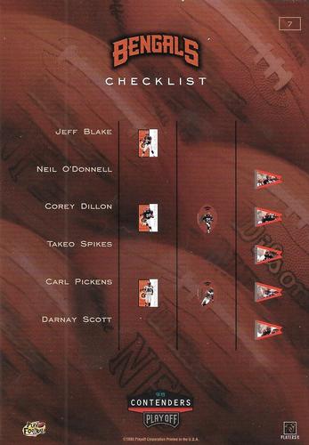 1998 Playoff Contenders - Checklists 3x5 #7 Corey Dillon Back