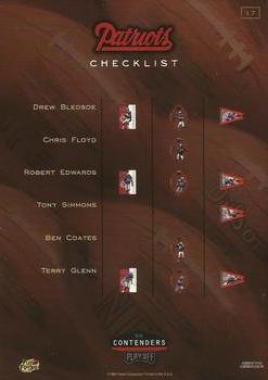 1998 Playoff Contenders - Checklists 3x5 #17 Drew Bledsoe Back