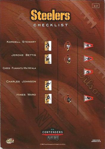 1998 Playoff Contenders - Checklists 3x5 #23 Kordell Stewart Back