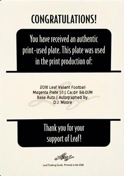 2018 Leaf Valiant - Printing Plates Magenta #BA-DJM D.J. Moore Back