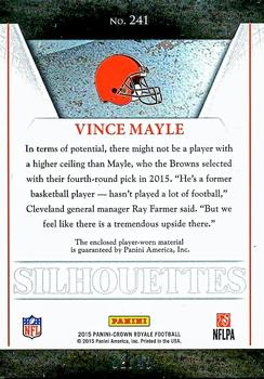 2015 Panini Crown Royale - Rookie Silhouettes Signatures Gold #241 Vince Mayle Back