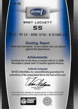 2009 SAGE Aspire Autographs #A-10 Bret Lockett Back