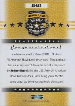 2010 Razor US Army All-American Bowl - Game-Worn Jerseys #JS-AB1 Anthony Barr Back