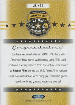 2010 Razor US Army All-American Bowl - Game-Worn Jerseys #JS-KA1 Keenan Allen Back