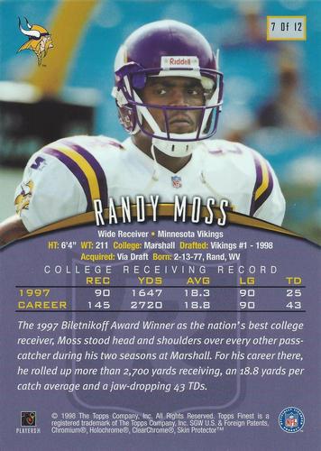 1998-99 Finest Pro Bowl Jumbos #7 Randy Moss Back