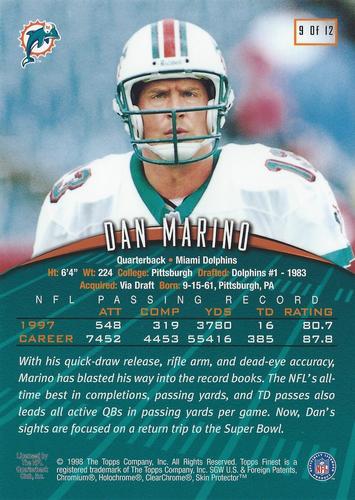 1998-99 Finest Pro Bowl Jumbos #9 Dan Marino Back