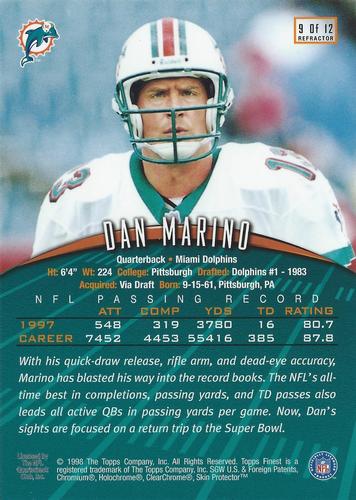 1998-99 Finest Pro Bowl Jumbos - Refractors #9 Dan Marino Back