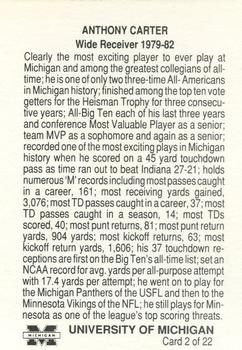 1989 Michigan Wolverines All-Time Team #2 Anthony Carter Back