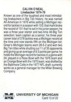 1989 Michigan Wolverines All-Time Team #13 Calvin O'Neal Back
