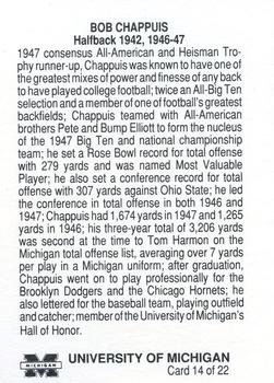 1989 Michigan Wolverines All-Time Team #14 Bob Chappuis Back