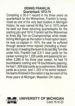1989 Michigan Wolverines All-Time Team #16 Dennis Franklin Back