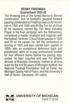 1989 Michigan Wolverines All-Time Team #17 Benny Friedman Back