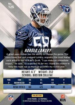 2018 Panini XR #125 Harold Landry Back