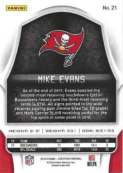 2018 Panini Certified - Mirror Silver #21 Mike Evans Back