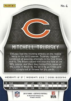 2018 Panini Certified - Mirror Red #4 Mitchell Trubisky Back