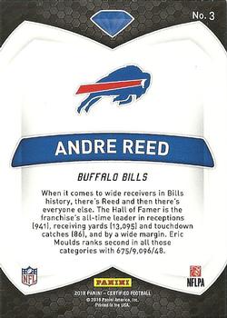 2018 Panini Certified - Certified Diamonds #3 Andre Reed Back