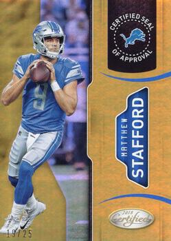 2018 Panini Certified - Certified Seal of Approval Mirror Gold #15 Matthew Stafford Front