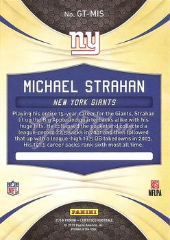 2018 Panini Certified - Gold Team #GT-MIS Michael Strahan Back