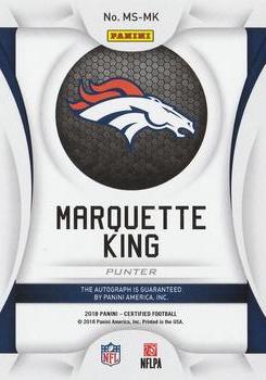 2018 Panini Certified - Mirror Signatures Green #MS-MK Marquette King Back