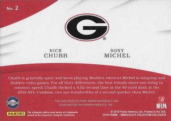 2018 Panini Immaculate Collection Collegiate - Combos #2 Nick Chubb / Sony Michel Back