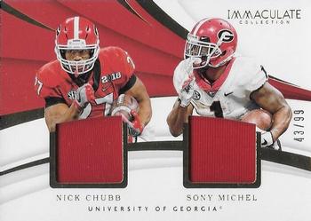 2018 Panini Immaculate Collection Collegiate - Combos #2 Nick Chubb / Sony Michel Front