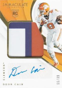 2018 Panini Immaculate Collection Collegiate - Premium Patches Rookie Autographs #117 Deon Cain Front