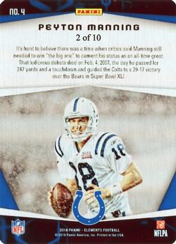 2018 Panini Elements - Mettle Moments Vertical Gold #4 Peyton Manning Back