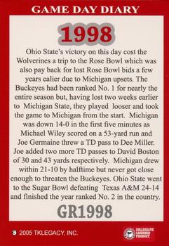 2004-09 TK Legacy Ohio State Buckeyes - Game Day Diary - The Rivalry Ohio State #GR1998 95th Meeting Back