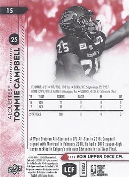 2018 Upper Deck CFL - Red #15 Tommie Campbell Back
