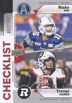 2018 Upper Deck CFL - Red #100 Ricky Ray / Trevor Harris Front