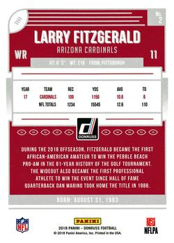 2018 Donruss - Jersey Number #2 Larry Fitzgerald Back
