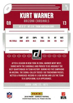 2018 Donruss - Jersey Number #9 Kurt Warner Back