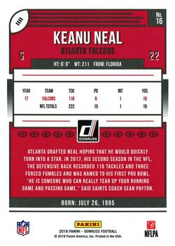 2018 Donruss - Jersey Number #16 Keanu Neal Back