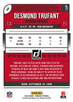 2018 Donruss - Jersey Number #17 Desmond Trufant Back