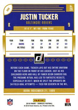 2018 Donruss - Jersey Number #26 Justin Tucker Back